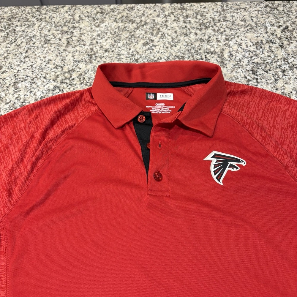 NFL Team Apparel Atlanta Falcons Polo Shirt Mens Medium Red Short Sleeve Golf⁠